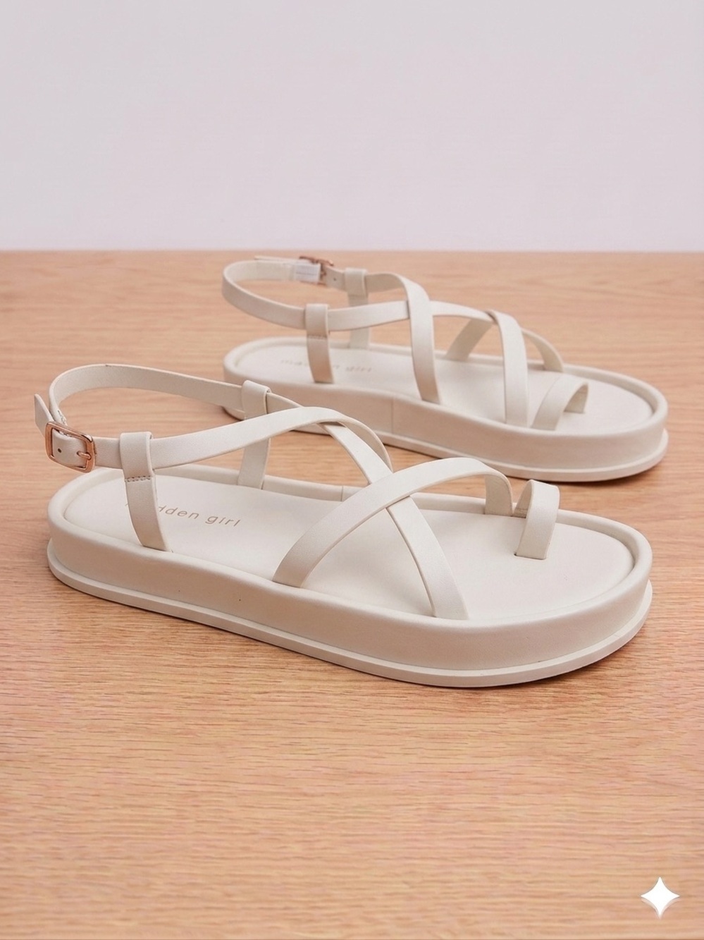 Madden Girl Tropezz Strappy Platform Sandals Bone Paris Off White Sz 8 Y2k Reviv